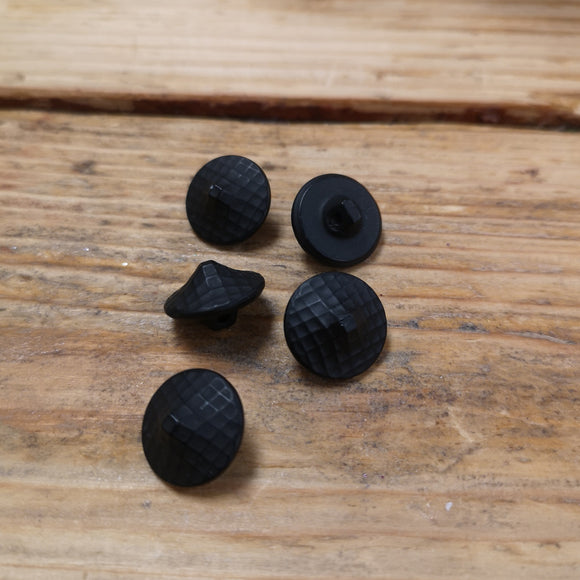 Vintage Black Glass Buttons with Shank 13mm