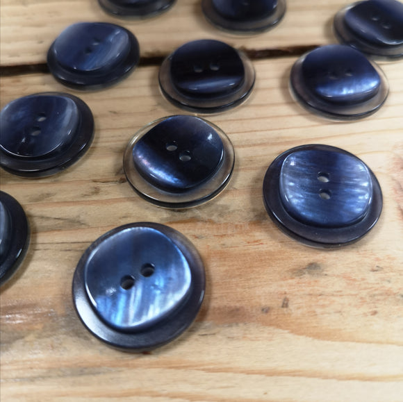 Vintage Buttons Set of 11 x 22mm dark blue