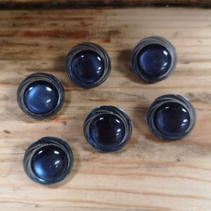 Vintage Buttons Set of 6 x 18mm Navy Blue
