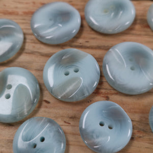 Vintage Buttons Set of 13 (8 x 22mm and 3 x 18mm 2-hole marbled ocean