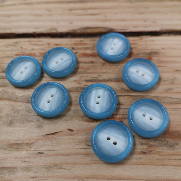 Vintage Buttons Set of 8 x 18mm marbled ocean