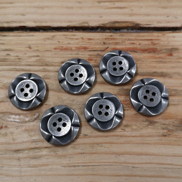 Vintage Buttons Set of 5 x 23mm silver