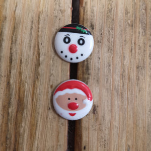 Christmas Buttons Santa/Snowman 15mm