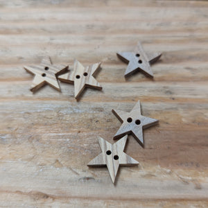 Wooden 5-point Star Button 15mm