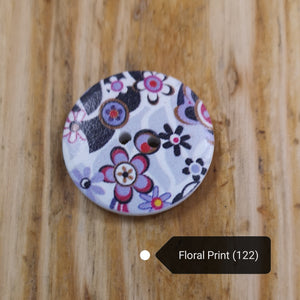 Printed Wooden Craft Buttons - Floral