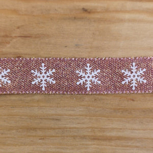 Ribbon - Rose Gold Snowflake Ribbon